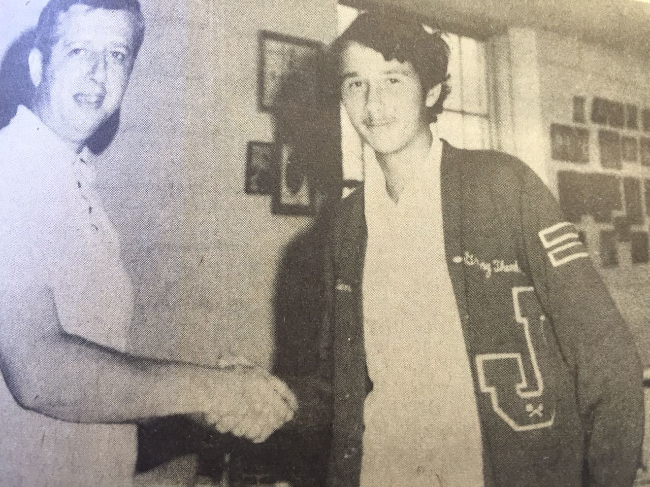 Baker with new recruit in 1971